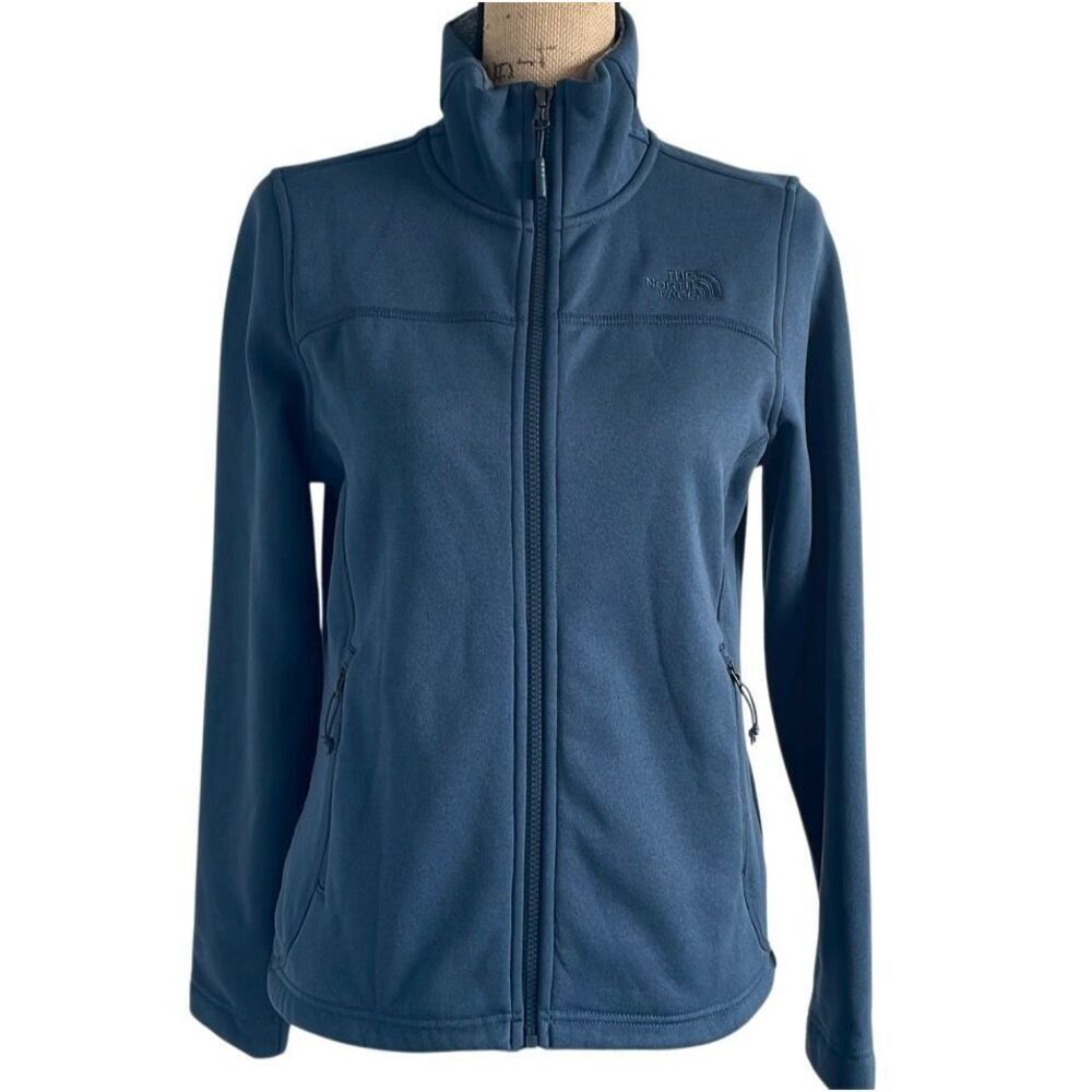 EUC! The North Face Slate Blue Fleece-Ljned Soft Shell Mock Turtleneck Jacket -
